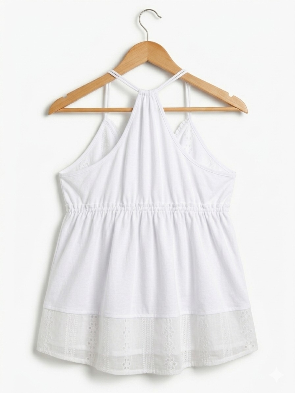 NWOT White Eyelet Halter Tank Top (0091) - Picture 2 of 2